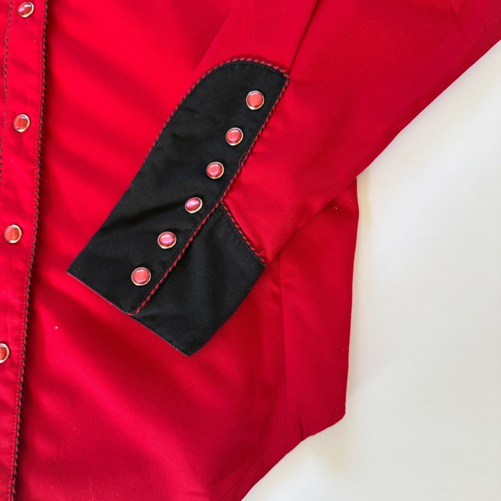Scully Womens Red Western Snap Embroidered Horseshoe Rose Shirt  Size XL Cowgirl - Picture 6 of 10